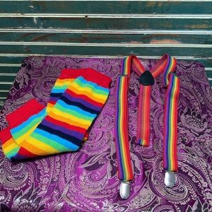 Rainbow leg warmers and suspender combo pack